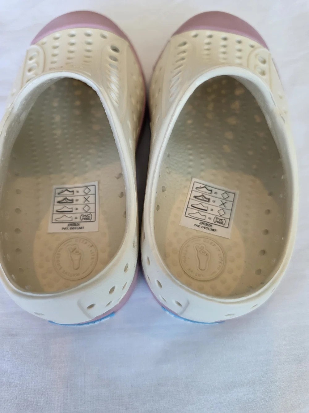 Native Kids Slip-On Water Shoes in Cream with Pink Accents
